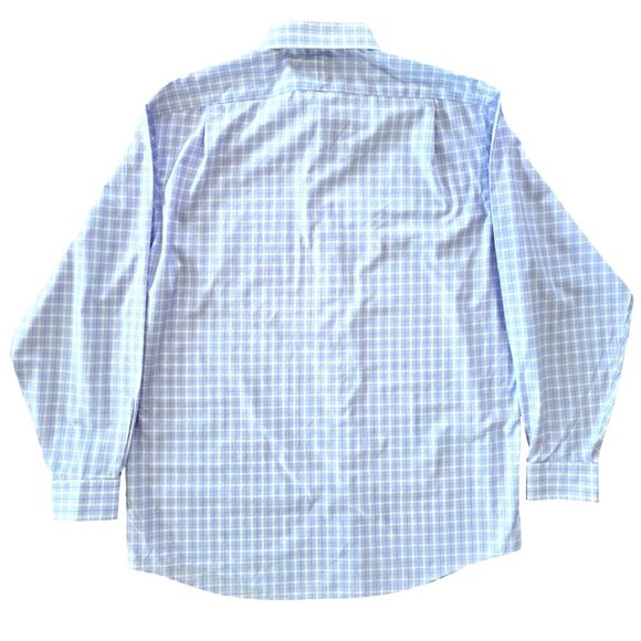 Jos A Bank Traveler Traditional Blue  Plaid Long Sleeve Button Up Dress Shirt - Picture 3 of 8